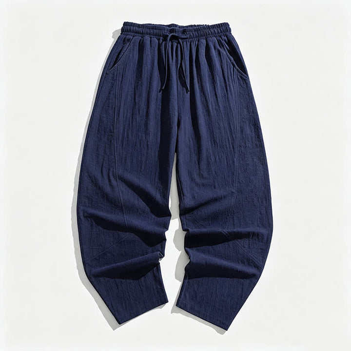 Buddha Stones Pantaloni lunghi da uomo a tinta unita, casual, minimalisti, con coulisse, tinta unita, modello harem con tasche, per primavera/autunno. - image 1