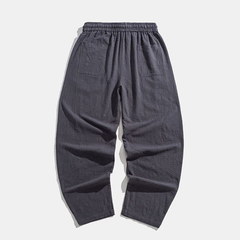 Buddha Stones Pantaloni lunghi da uomo a tinta unita, casual, minimalisti, con coulisse, tinta unita, modello harem con tasche, per primavera/autunno. - image 5