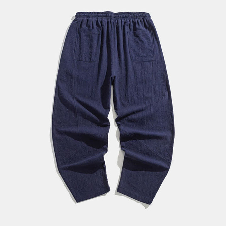Buddha Stones Pantaloni lunghi da uomo a tinta unita, casual, minimalisti, con coulisse, tinta unita, modello harem con tasche, per primavera/autunno. - image 2