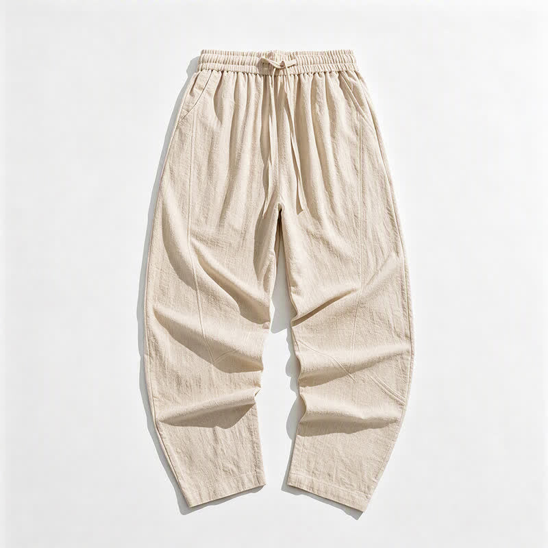 Buddha Stones Pantaloni lunghi da uomo a tinta unita, casual, minimalisti, con coulisse, tinta unita, modello harem con tasche, per primavera/autunno. - image 7