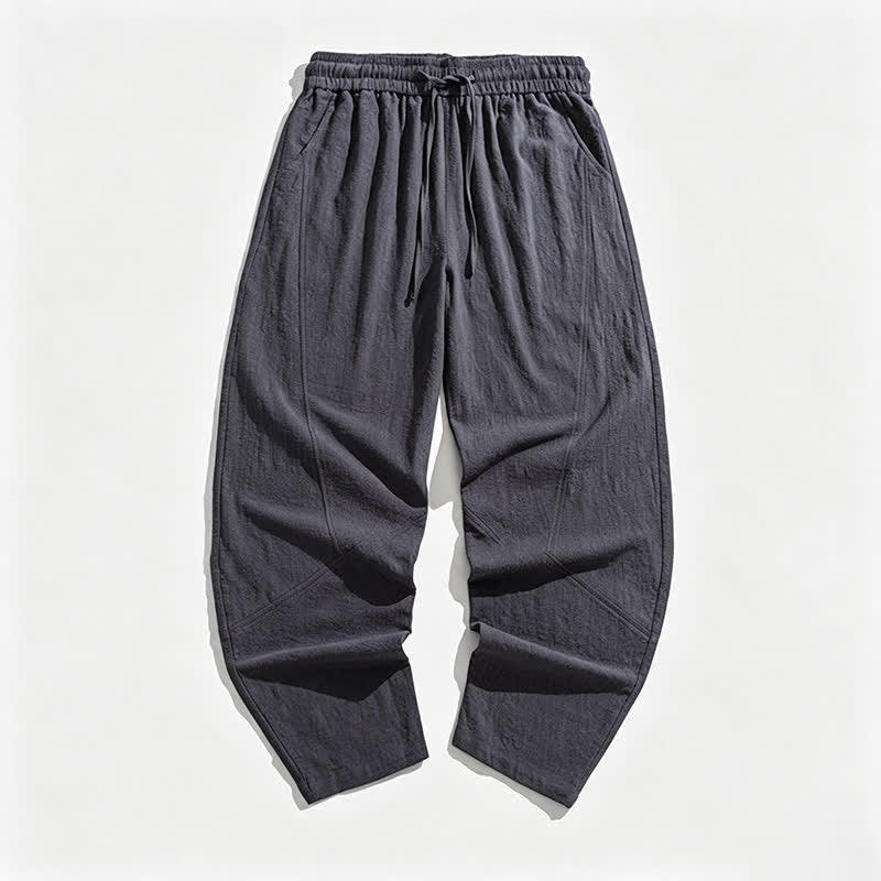 Buddha Stones Pantaloni lunghi da uomo a tinta unita, casual, minimalisti, con coulisse, tinta unita, modello harem con tasche, per primavera/autunno. - image 4