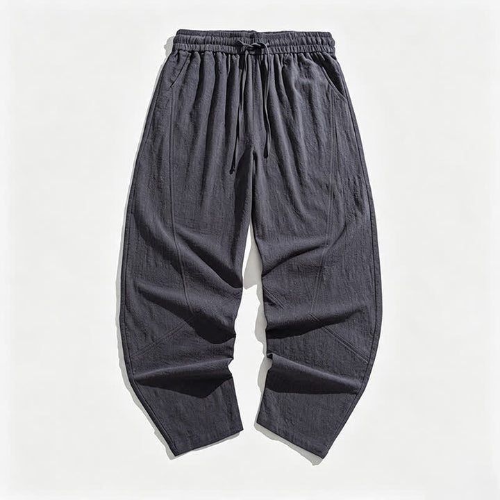 Buddha Stones Pantaloni lunghi da uomo a tinta unita, casual, minimalisti, con coulisse, tinta unita, modello harem con tasche, per primavera/autunno. - image 4