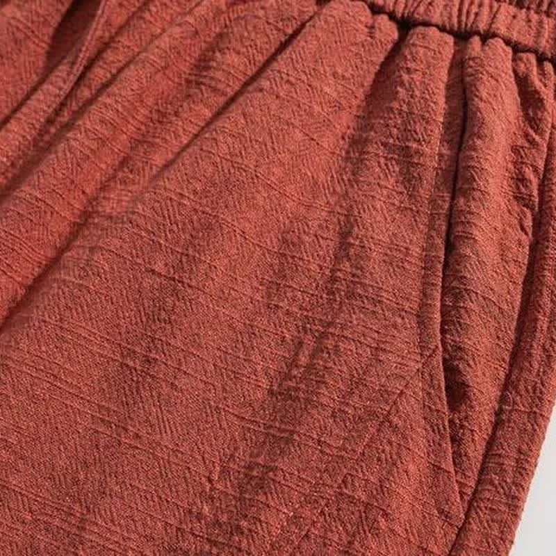Buddha Stones Pantaloni lunghi da uomo a tinta unita, casual, minimalisti, con coulisse, tinta unita, modello harem con tasche, per primavera/autunno. - image 14