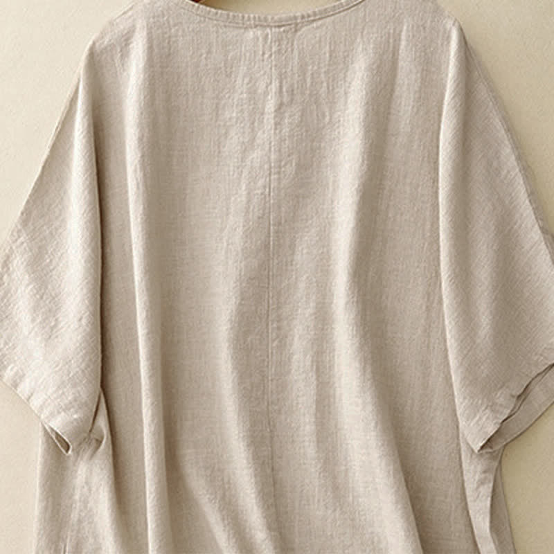 T-shirt da donna a maniche corte, girocollo, modello ampio, con stampa Buddha Stones. - image 3