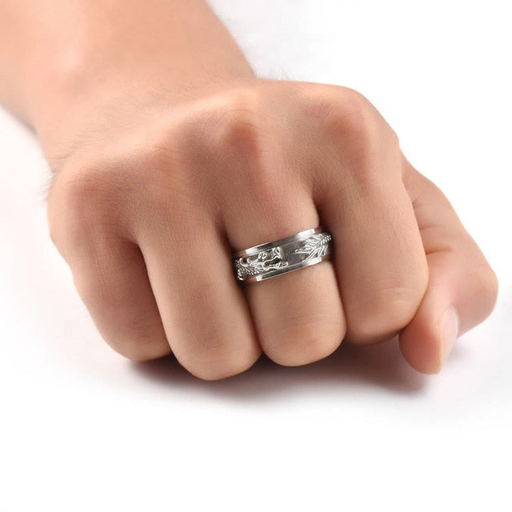 Anello girevole di stimolazione in acciaio al titanio con Buddha Stones drago - image 17