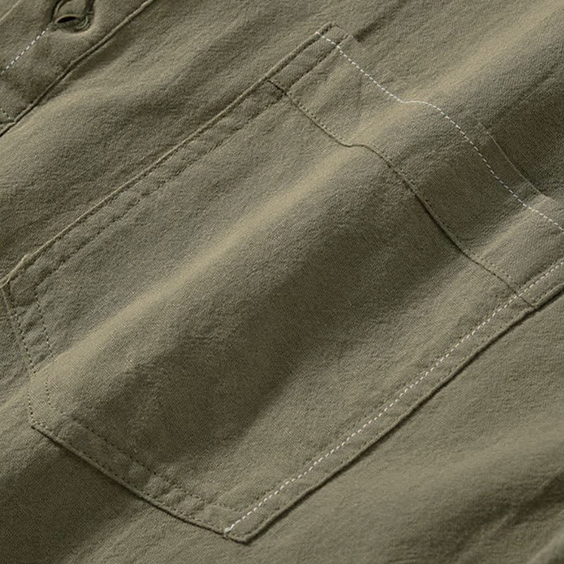 Buddha Stones Camicia da uomo a maniche lunghe in cotone tinta unita, casual, con bottoni e taschino applicato, ideale per primavera e autunno. - image 15