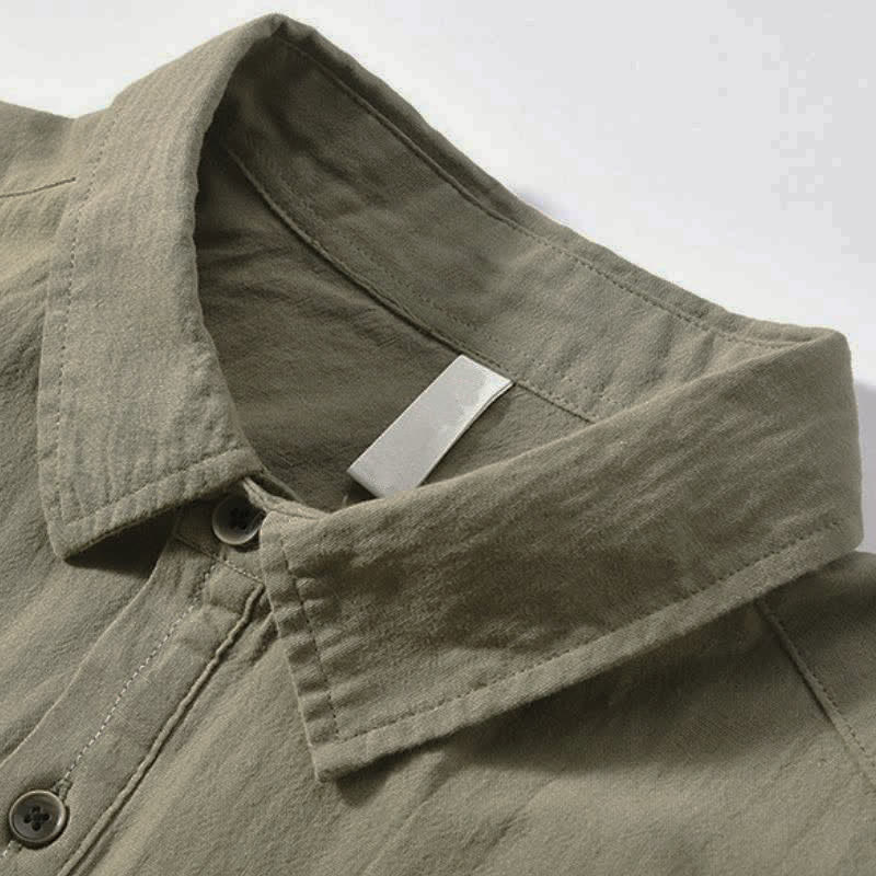 Buddha Stones Camicia da uomo a maniche lunghe in cotone tinta unita, casual, con bottoni e taschino applicato, ideale per primavera e autunno. - image 13