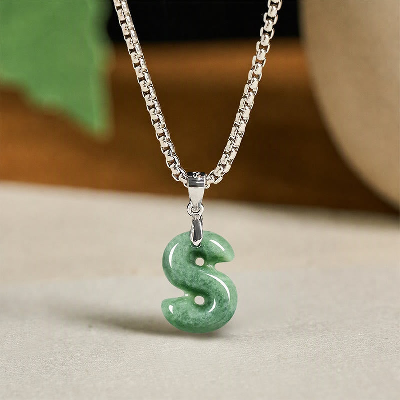 Collana con ciondolo della prosperità in acciaio al titanio con lettera AZ naturale Buddha Stones - S - image 27