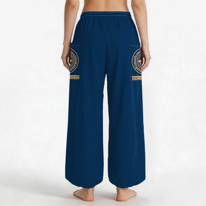 Buddha Stones Pantaloni harem da donna in cotone con motivo mandala di loto e vita elasticizzata, con tasche laterali. - image 12