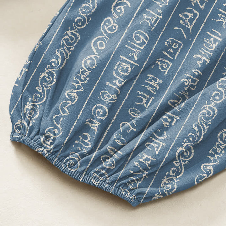 Buddha Stones Pantaloni harem da donna in cotone con elastico in vita e tasche laterali, fantasia a righe geometriche etniche. - image 6