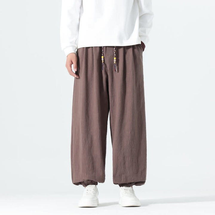 Buddha Stones Pantaloni alla caviglia da uomo in cotone tinta unita, casual, minimalisti, con coulisse, per primavera/estate. Pantaloni affusolati con tasche. - Siena - US/UK/AU46, EU56 (5XL) - image 30