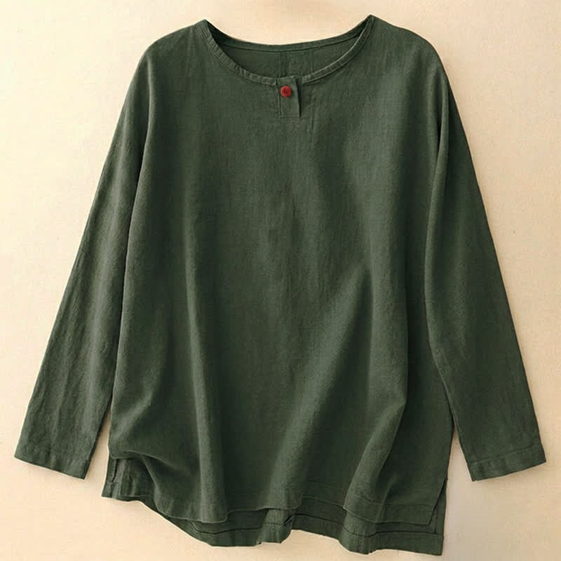 T-shirt da donna a maniche corte, girocollo, modello ampio, con stampa Buddha Stones. - Verde oliva scuro - Manica lunga - US14, UK/AU18, EU46 (2XL) - image 37