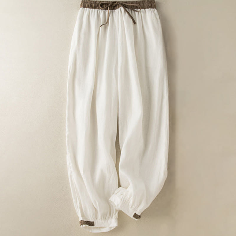 Pantaloni harem da donna in cotone con coulisse e tasche Buddha Stones - Bianco - US16, UK/AU20, EU48 (3XL) - image 5