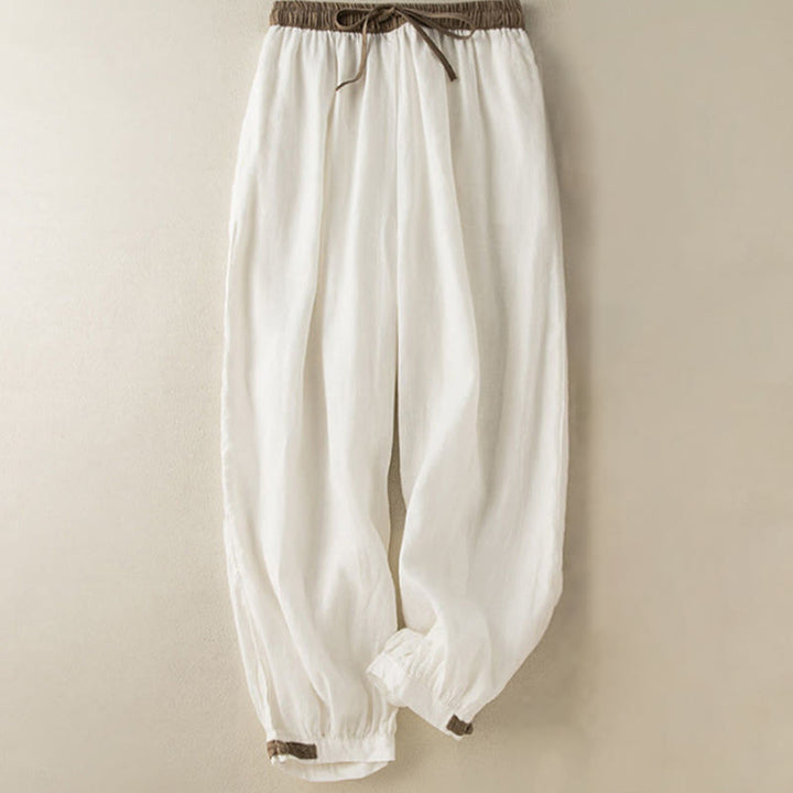 Pantaloni harem da donna in cotone con coulisse e tasche Buddha Stones - Bianco - US16, UK/AU20, EU48 (3XL) - image 5