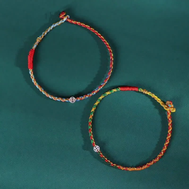Buddha Stones Bracciale portafortuna intrecciato colorato in argento sterling 925 - image 7