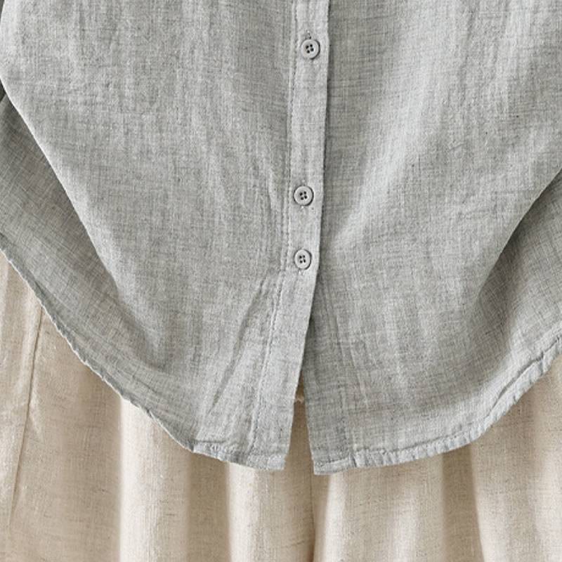 Buddha Stones Camicie da donna a maniche lunghe, stile primaverile, casual, vintage, con bottoni e colletto a contrasto. - image 18