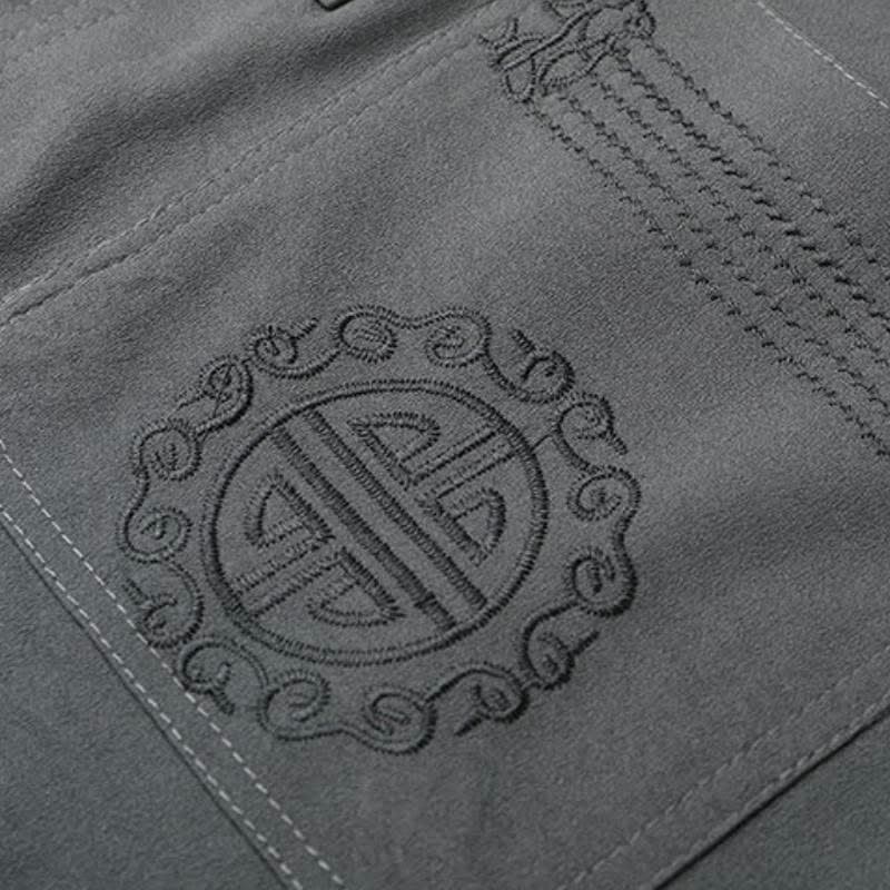 Buddha Stones Completo da uomo primavera autunno stile Tang, casual, con colletto alla coreana, bottoni a rana, tinta unita, camicia e pantaloni, abbigliamento da meditazione con tasche. - image 4