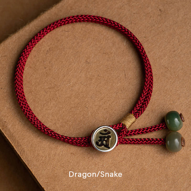 Braccialetto intrecciato rosso in argento sterling 925 con Buddha Stones e semi di Bodhi ciano, fatto a mano, per la protezione. - Drago/Serpente (Circonferenza del polso 14-18 cm) - image 7