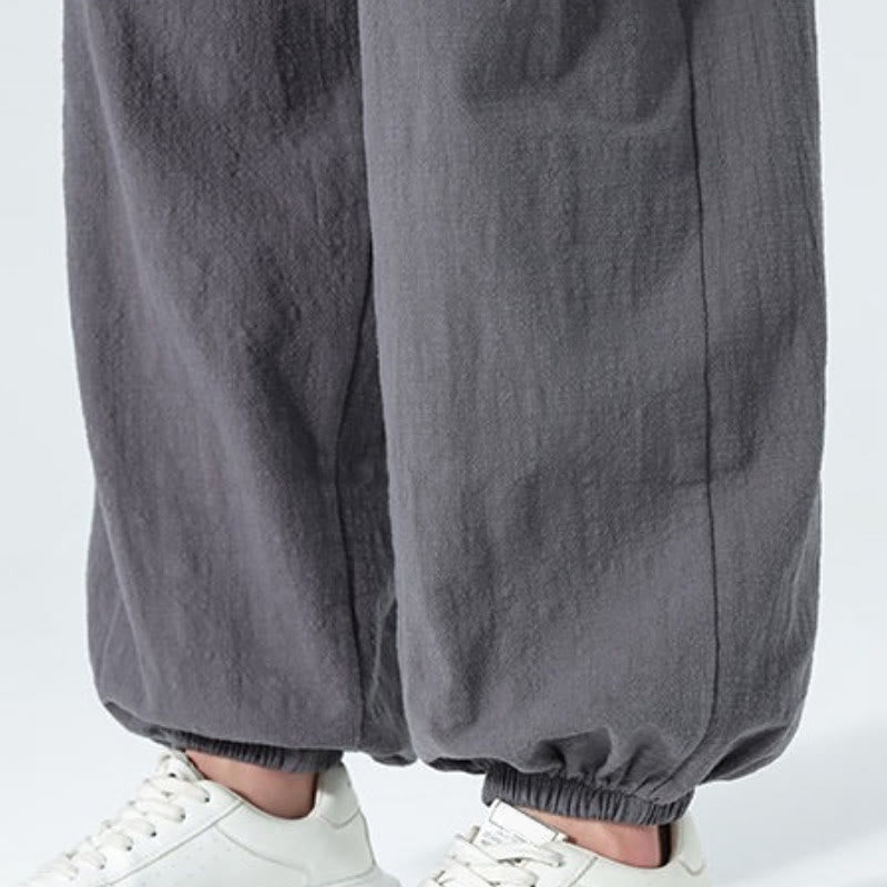 Buddha Stones Pantaloni alla caviglia da uomo in cotone tinta unita, casual, minimalisti, con coulisse, per primavera/estate. Pantaloni affusolati con tasche. - image 29