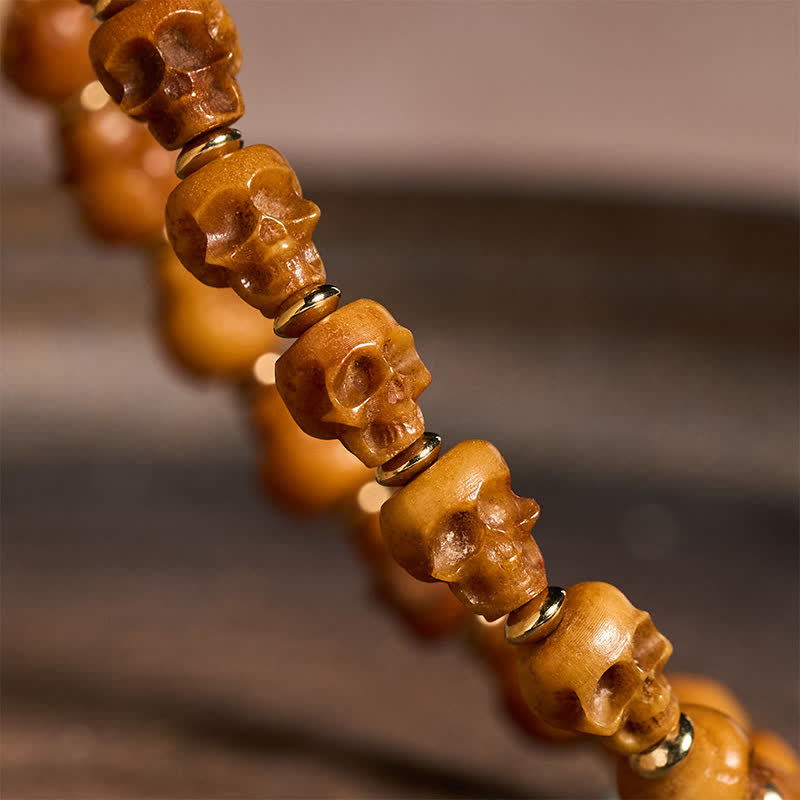 Buddha Stones Bracciale tibetano "Nuovo Inizio" con teschio intagliato a mano in osso. - image 4