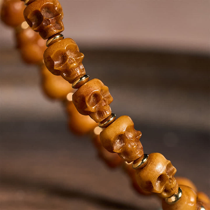Buddha Stones Bracciale tibetano "Nuovo Inizio" con teschio intagliato a mano in osso. - image 4