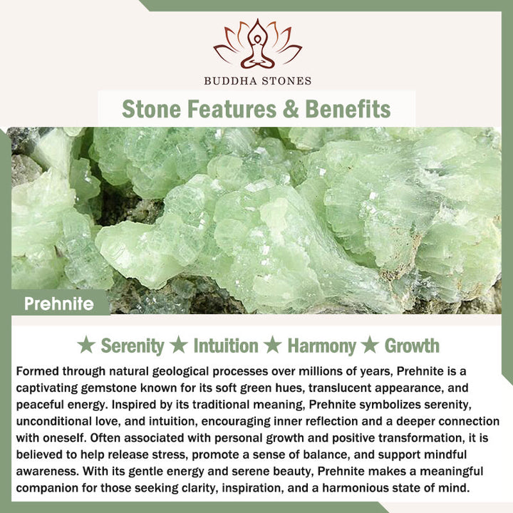 Buddha Stones Braccialetto portafortuna con quadrifoglio e simbolo dell'amore in prehnite, quarzo rosa, calcedonio blu. - image 2