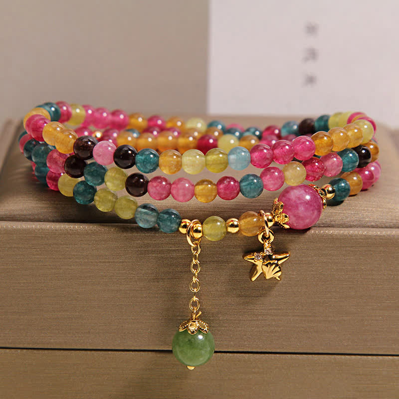 Buddha Stones Bracciale a triplo giro con ciondolo a stella marina e tormalina arcobaleno, protezione. - image 7