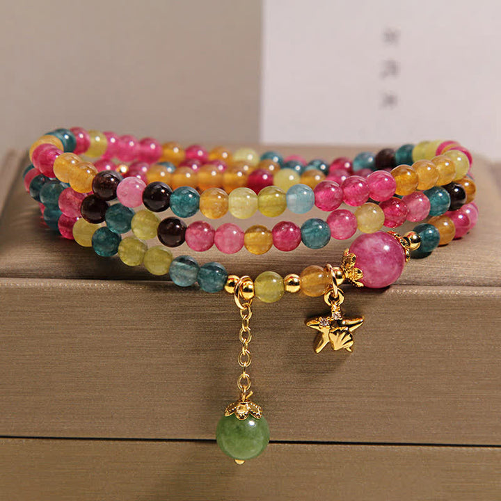 Buddha Stones Bracciale a triplo giro con ciondolo a stella marina e tormalina arcobaleno, protezione. - image 7
