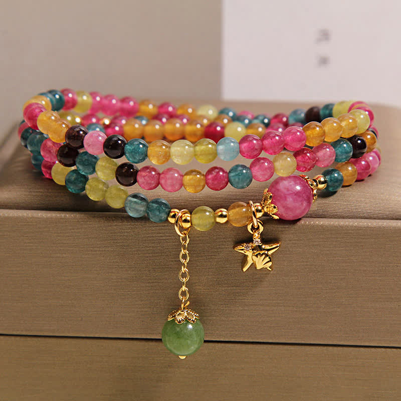 Buddha Stones Bracciale a triplo giro con ciondolo a stella marina e tormalina arcobaleno, protezione. - image 8