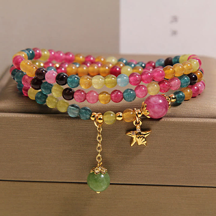 Buddha Stones Bracciale a triplo giro con ciondolo a stella marina e tormalina arcobaleno, protezione. - image 8
