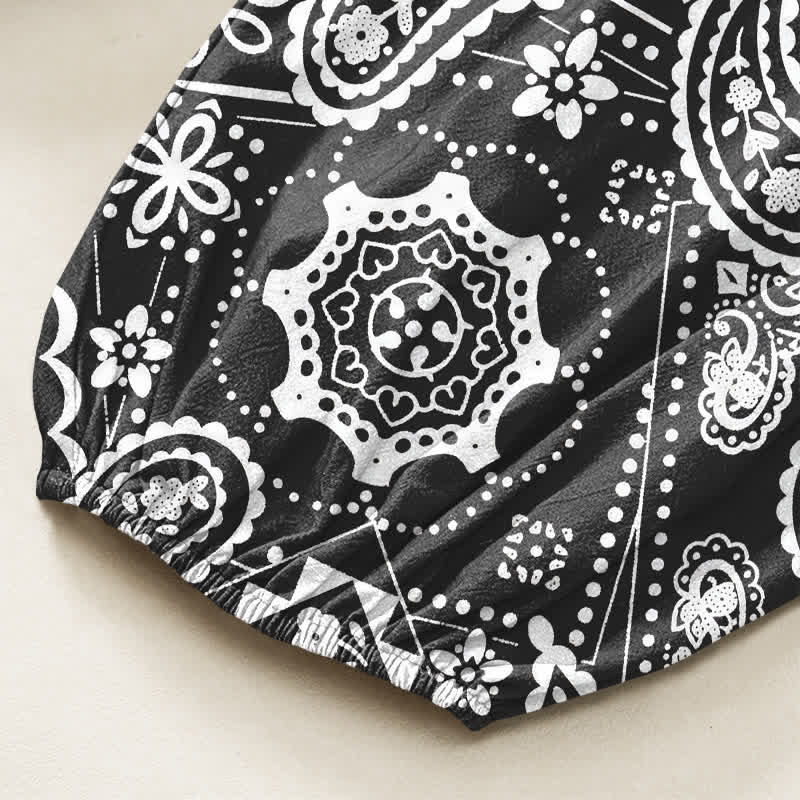 Buddha Stones Pantaloni harem da donna in cotone stile bohémien con fantasia paisley e bandana, vita elasticizzata e tasche laterali. - image 6