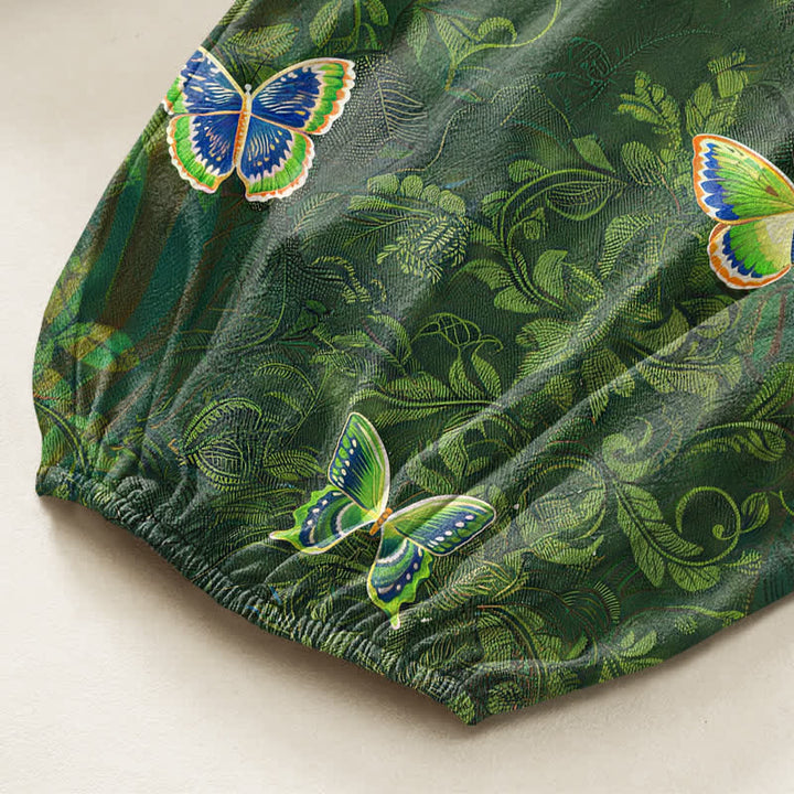 Buddha Stones Pantaloni harem da donna in cotone con elastico in vita e tasche laterali, ispirati alla natura, con motivo a farfalle e foglie. - image 6