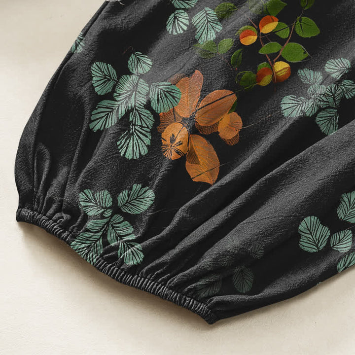 Buddha Stones Pantaloni harem da donna in cotone con elastico in vita e motivo floreale botanico in stile bohémien, con tasche laterali. - image 6