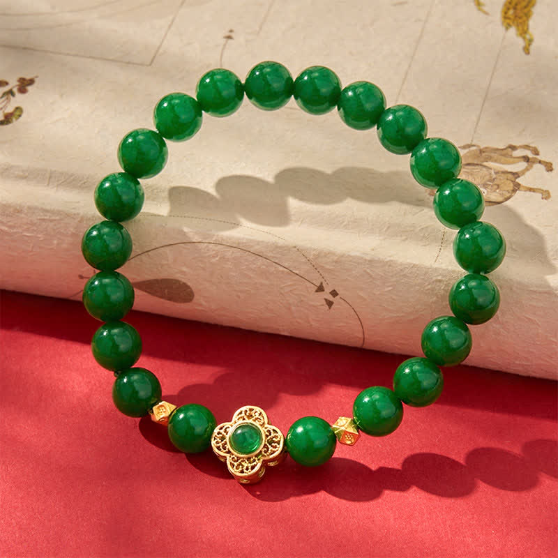 Buddha Stones Bracciale protettivo con perle di giada e quarzite naturale - image 2