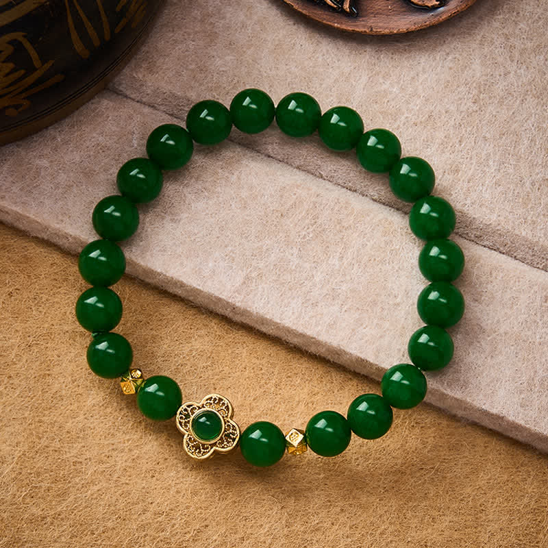 Buddha Stones Bracciale protettivo con perle di giada e quarzite naturale - image 1