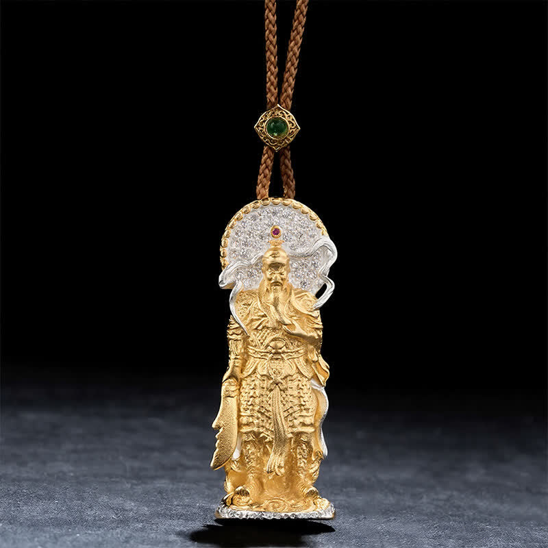 Buddha Stones Collana con ciondolo di protezione e messa a terra del Signore Guan in rame. - image 2