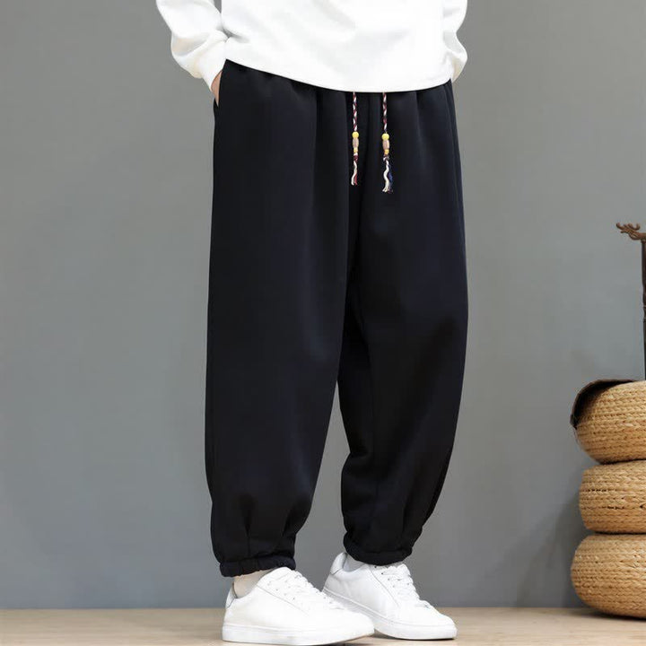 Buddha Stones Pantaloni da uomo a gamba affusolata, minimalisti, sportivi, con coulisse, tinta unita, per autunno/inverno. - image 10