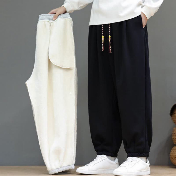 Buddha Stones Pantaloni da uomo a gamba affusolata, minimalisti, sportivi, con coulisse, tinta unita, per autunno/inverno. - image 14