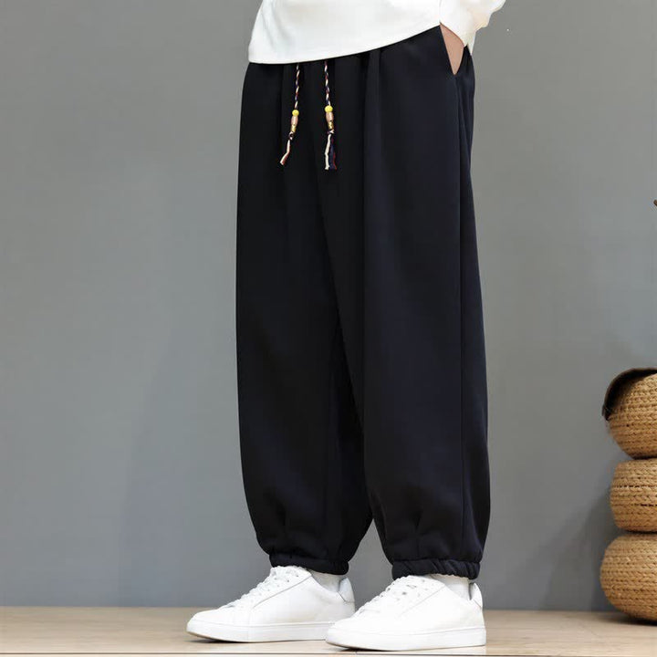 Buddha Stones Pantaloni da uomo a gamba affusolata, minimalisti, sportivi, con coulisse, tinta unita, per autunno/inverno. - image 9