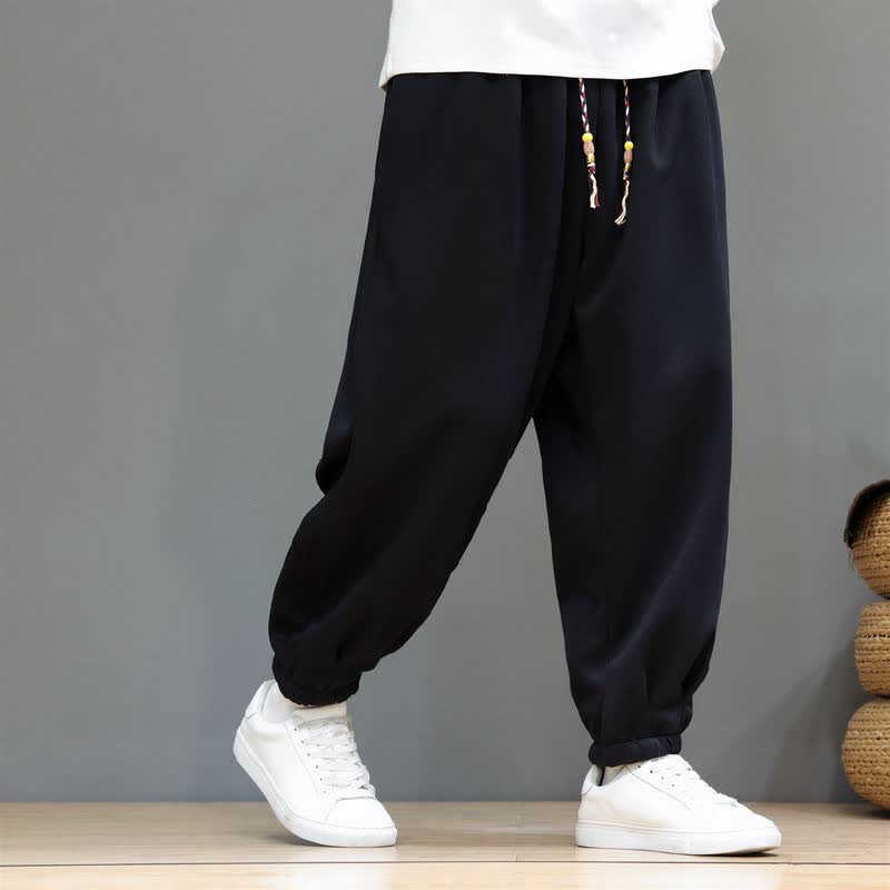 Buddha Stones Pantaloni da uomo a gamba affusolata, minimalisti, sportivi, con coulisse, tinta unita, per autunno/inverno. - image 11