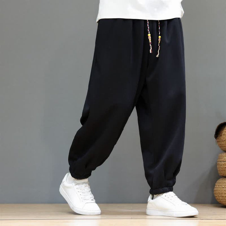 Buddha Stones Pantaloni da uomo a gamba affusolata, minimalisti, sportivi, con coulisse, tinta unita, per autunno/inverno. - image 11