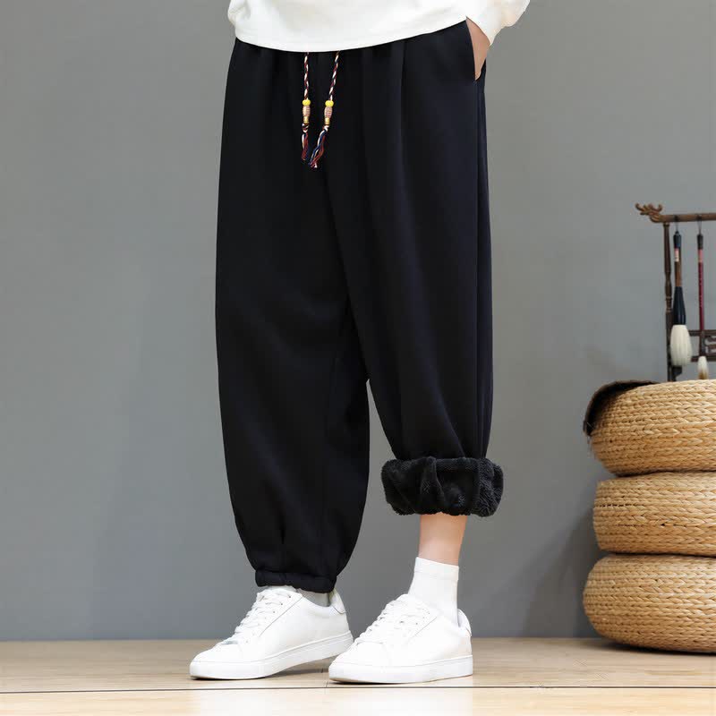Buddha Stones Pantaloni da uomo a gamba affusolata, minimalisti, sportivi, con coulisse, tinta unita, per autunno/inverno. - image 13