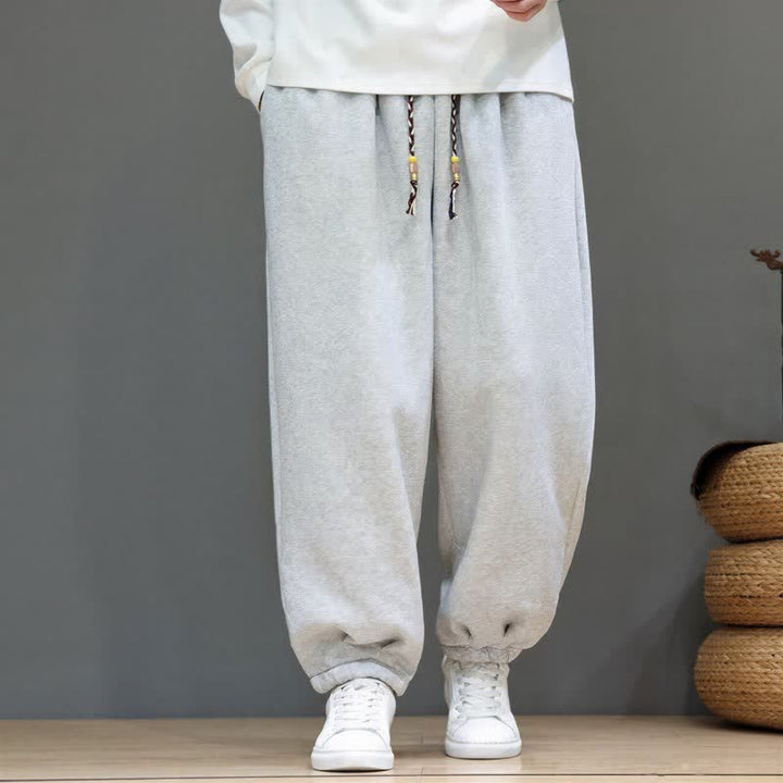 Buddha Stones Pantaloni da uomo a gamba affusolata, minimalisti, sportivi, con coulisse, tinta unita, per autunno/inverno. - image 2