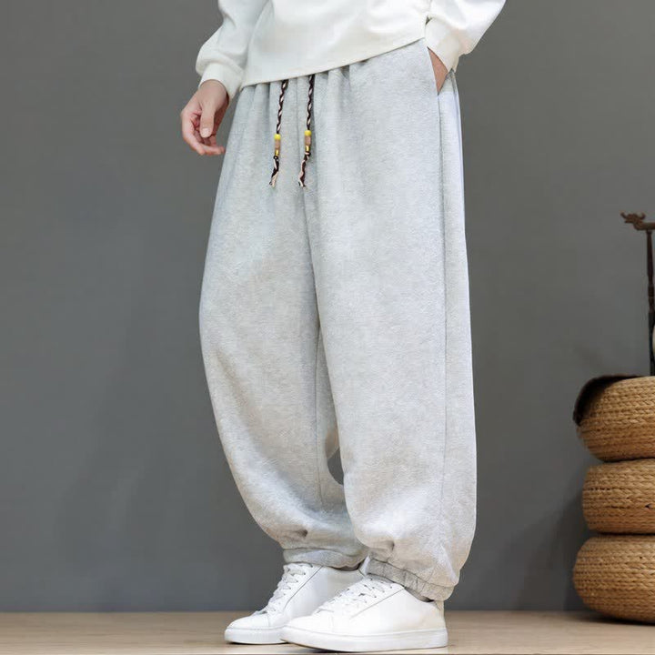 Buddha Stones Pantaloni da uomo a gamba affusolata, minimalisti, sportivi, con coulisse, tinta unita, per autunno/inverno. - image 6