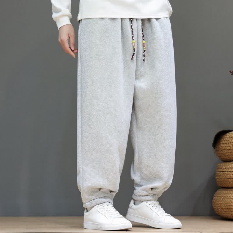 Buddha Stones Pantaloni da uomo a gamba affusolata, minimalisti, sportivi, con coulisse, tinta unita, per autunno/inverno. - image 3