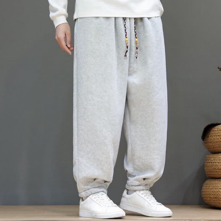 Buddha Stones Pantaloni da uomo a gamba affusolata, minimalisti, sportivi, con coulisse, tinta unita, per autunno/inverno. - image 3