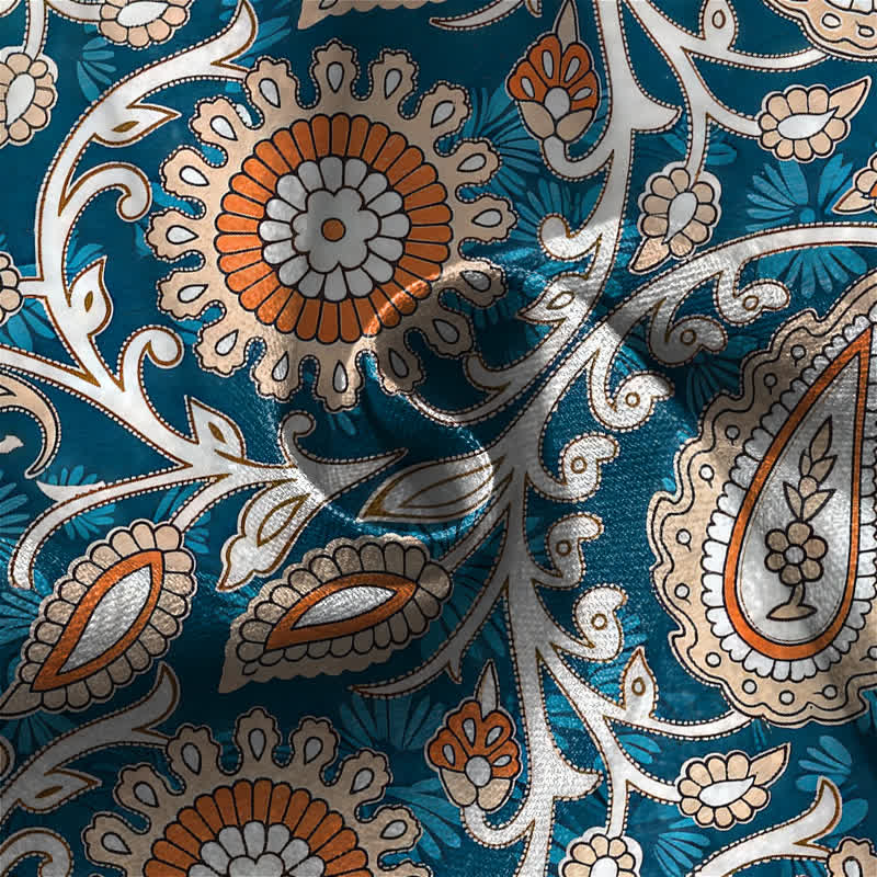 Buddha Stones Pantaloni harem da donna in puro cotone, stile bohémien, con motivo floreale paisley, bottoni a rana e vita elasticizzata, con tasche. - image 4
