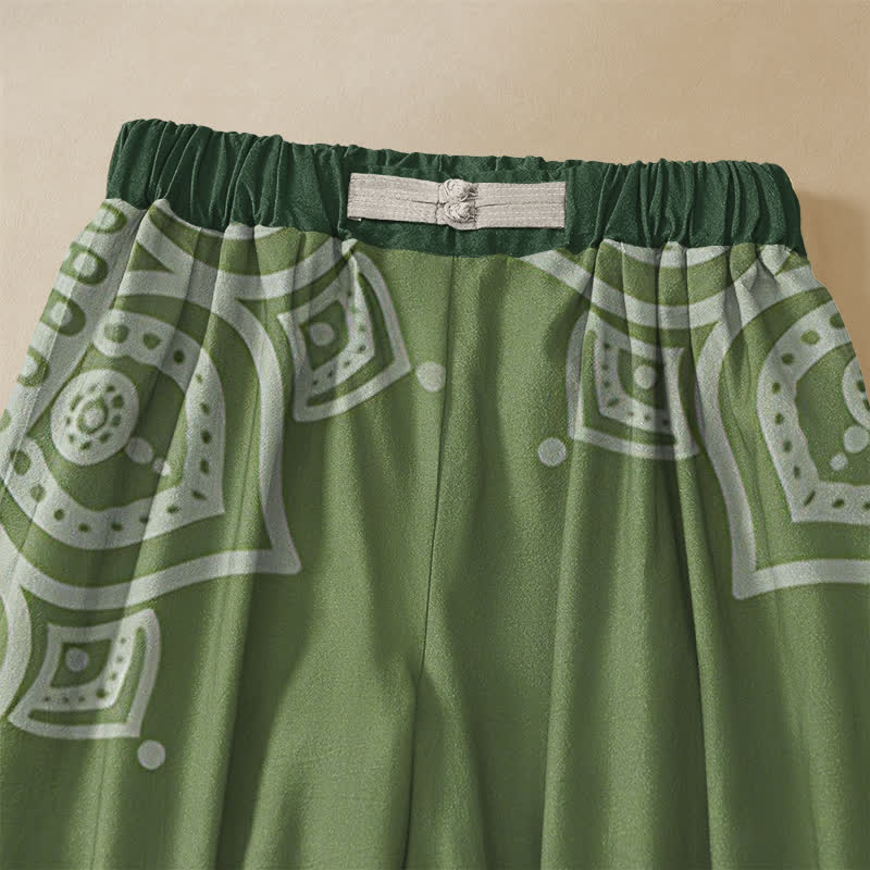 Buddha Stones Pantaloni harem da donna in puro cotone, stile bohémien, con motivo mandala, bottoni a rana, vita elasticizzata e tasche. - image 2