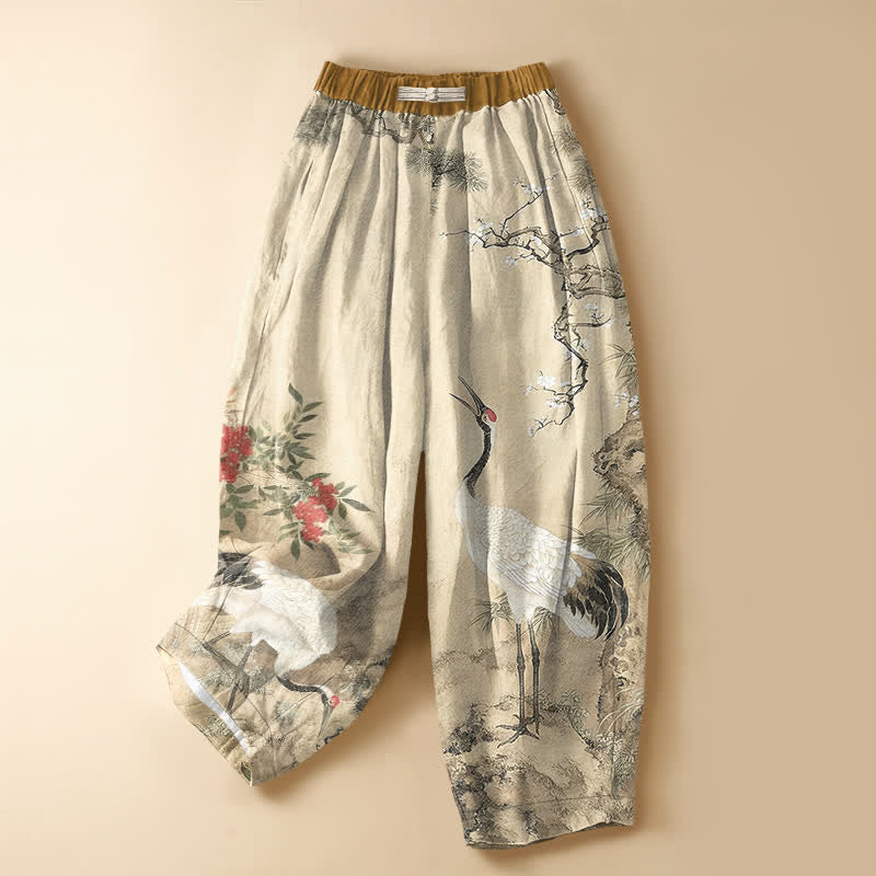 Buddha Stones Pantaloni harem da donna in puro cotone con motivo floreale orientale, bottoni a rana e vita elasticizzata, con tasche. - Biancheria - US16, UK/AU20, EU48 (3XL) - image 5
