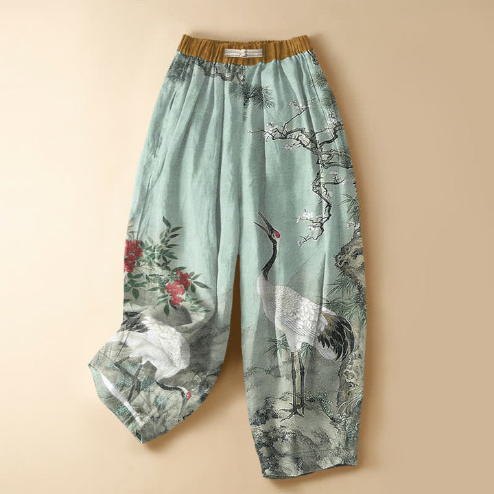 Buddha Stones Pantaloni harem da donna in puro cotone con motivo floreale orientale, bottoni a rana e vita elasticizzata, con tasche. - Turchese pallido - US16, UK/AU20, EU48 (3XL) - image 7